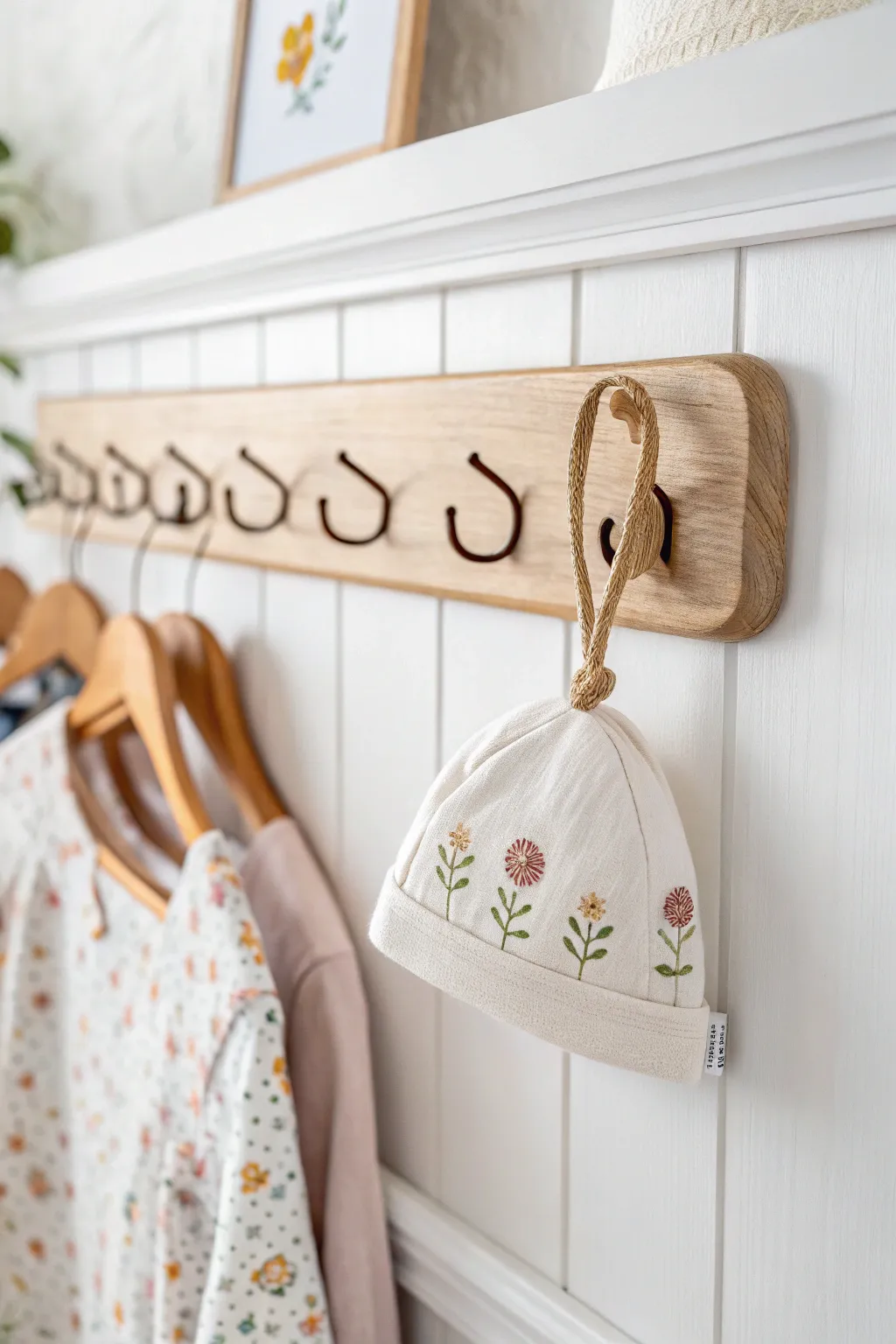 Elevate your baby closet with simple yet stylish decorative hooks.