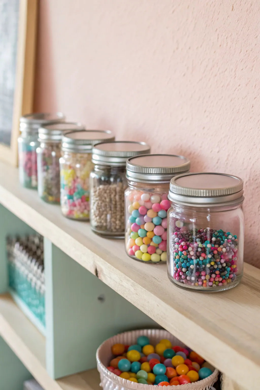 Upcycle Elegance: Transform old jam jars into charming bead storage with a minimalist twist.