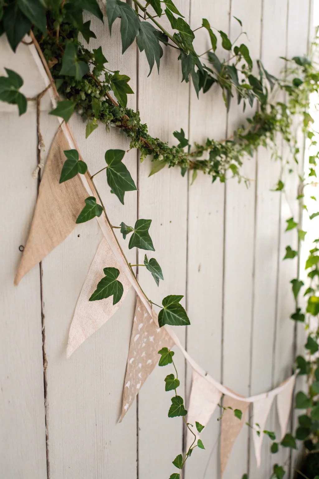 Celebrate with nature's touch: a DIY birthday banner adorned with lush greenery for a refreshing and elegant look.