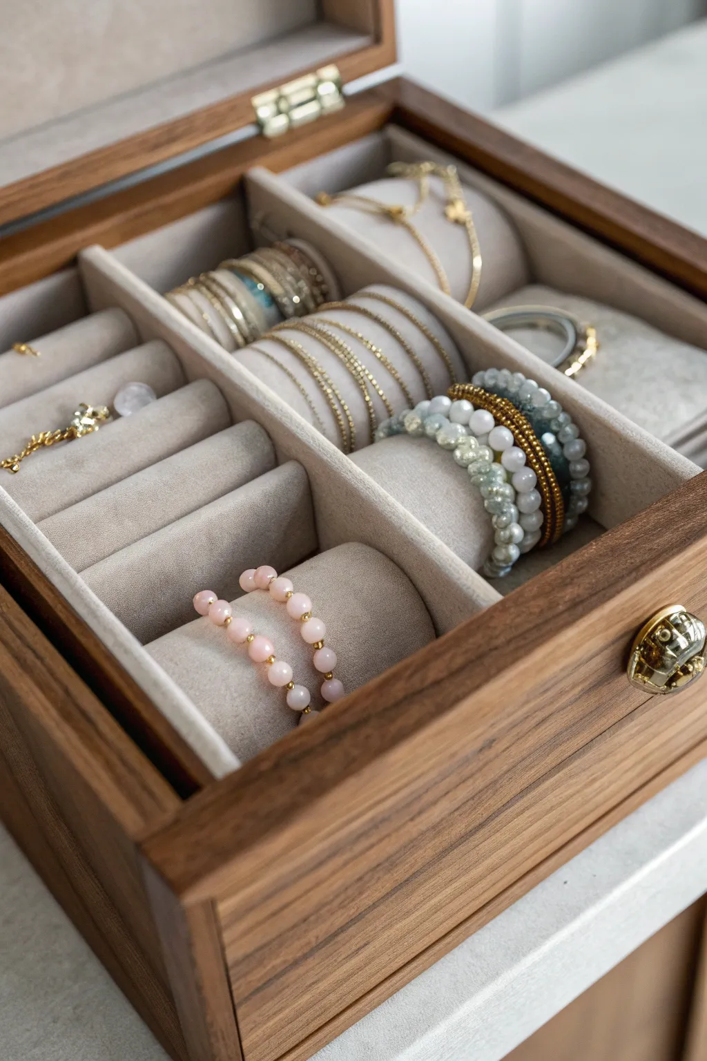 Organize your treasures with a touch of elegance. Discover the beauty of customized drawer inserts for your bracelets.