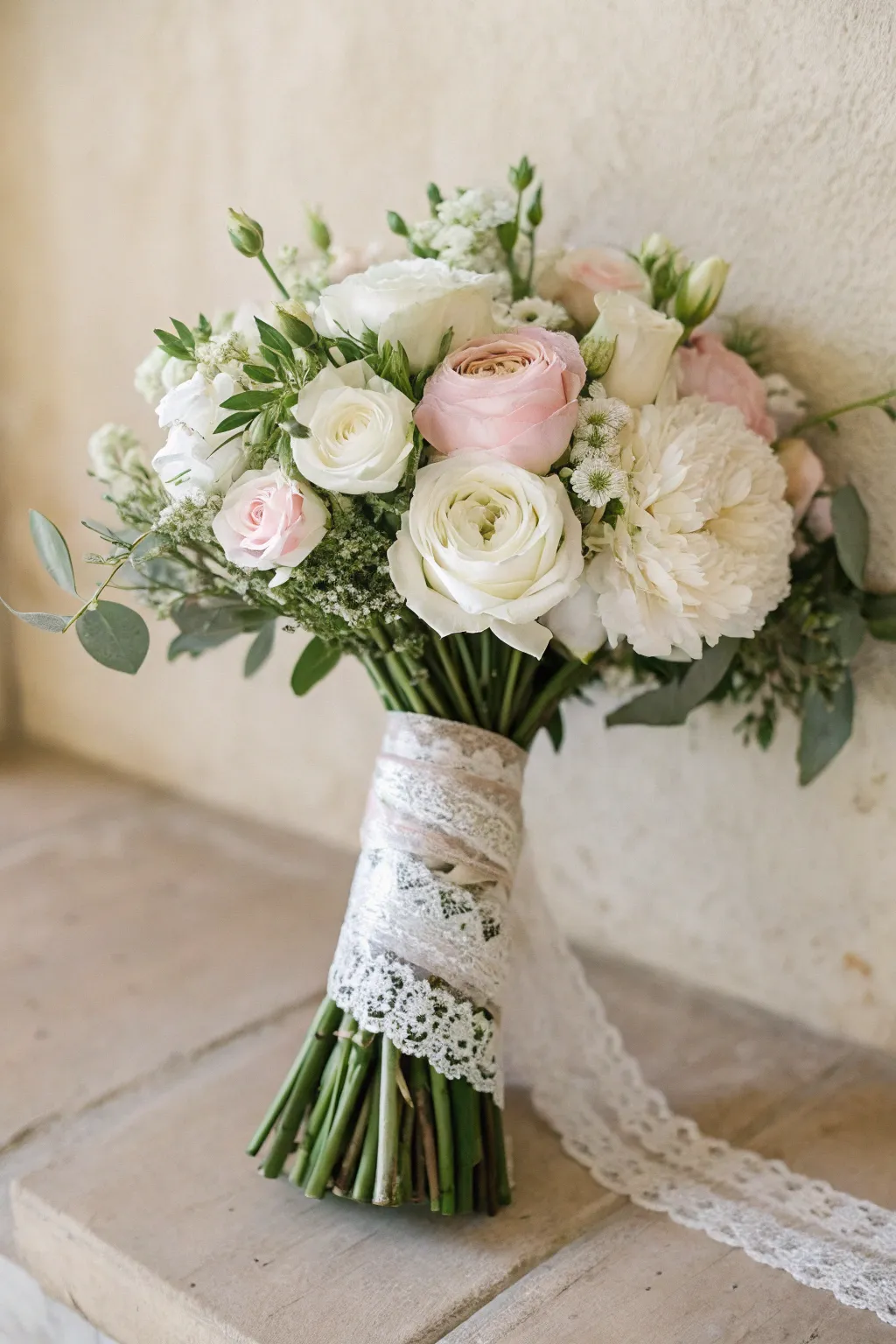 Add a touch of vintage elegance to your bridal bouquet with a beautifully crafted lace wrap. 🌸✨ #DIYBouquet #VintageCharm