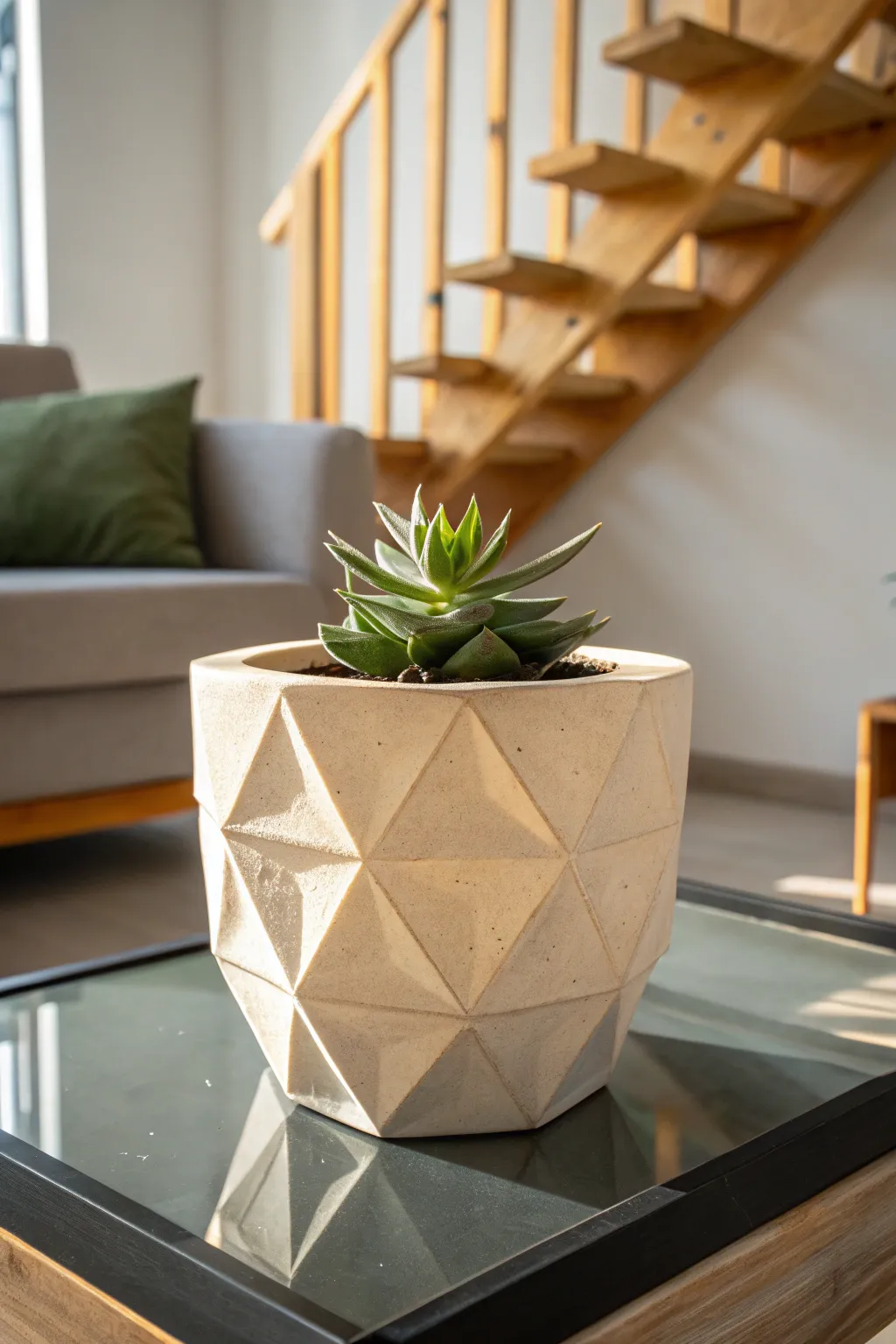Elevate your space with geometric elegance: a handcrafted pyramid clay pot that marries minimalist charm with boho flair.