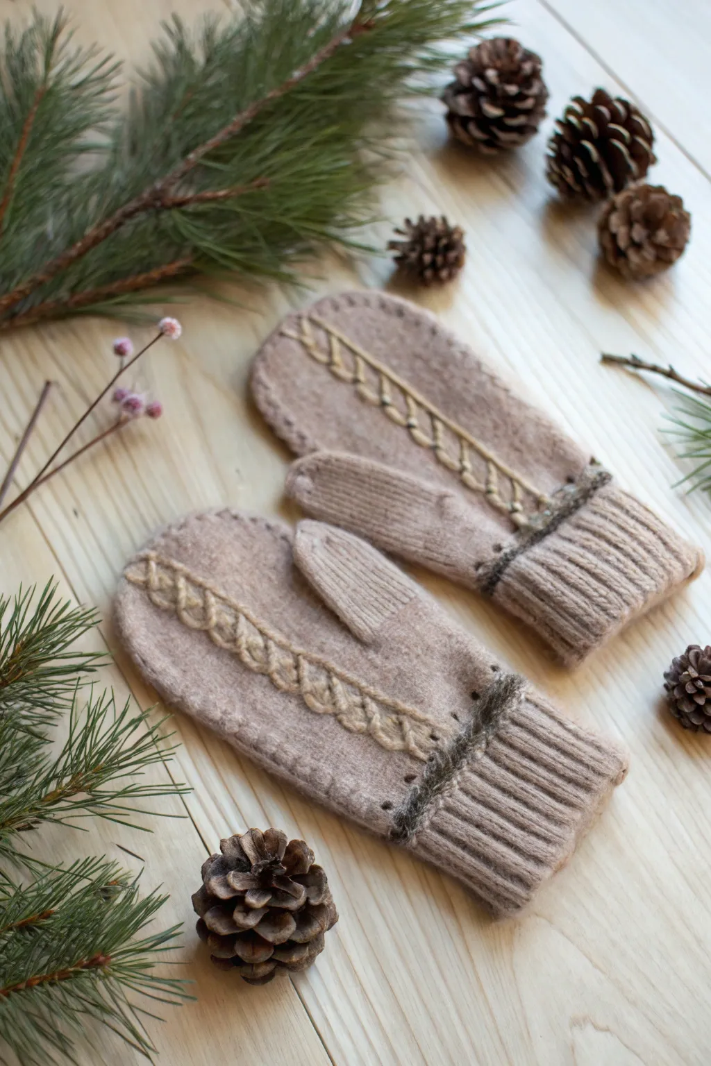Transform old sweaters into cozy winter essentials with these charming DIY mittens, perfect for adding warmth to your holiday season.