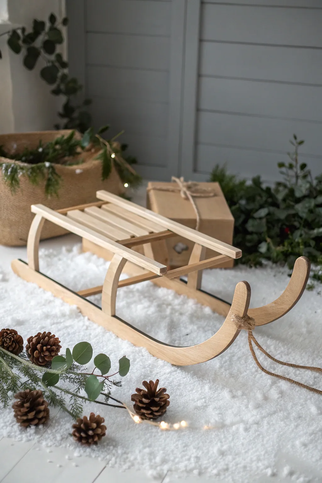 Bring the magic of a snowy wonderland to your home with this elegant DIY sleigh decoration.