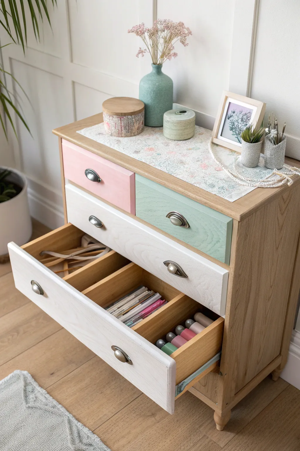 Transform old dresser drawers into chic storage with a touch of chalk paint magic. 🌿✨