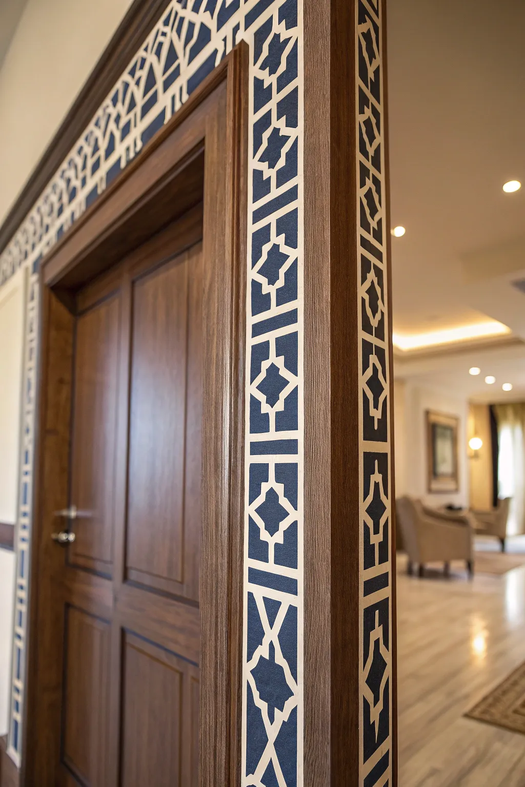 Transform your door trim into a masterpiece with bold stencils—where creativity meets craftsmanship.
