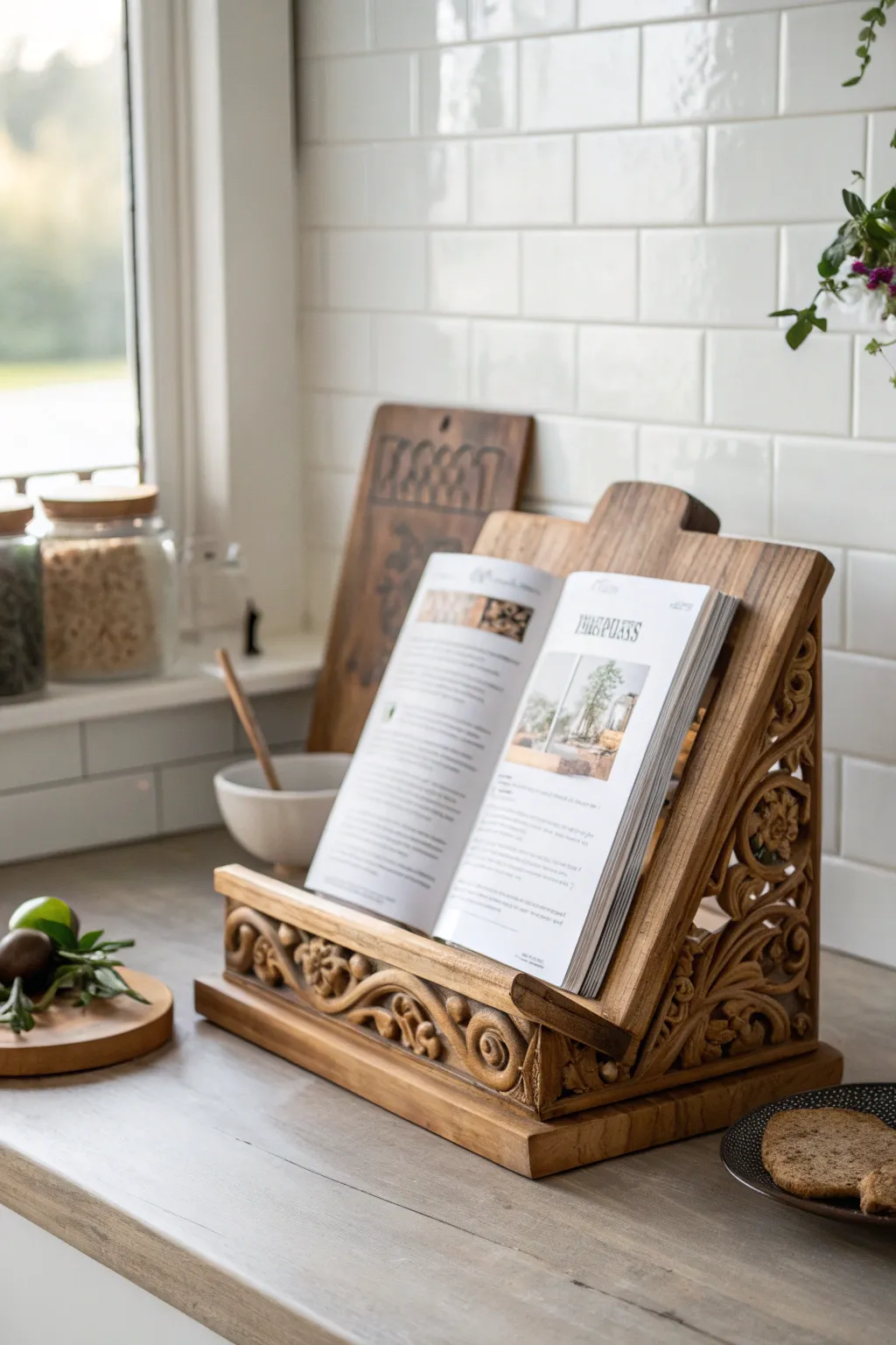 Elevate your kitchen decor with this charming DIY cookbook stand, where functionality meets artistry. Perfect for the home chef who appreciates a touch of rustic elegance.