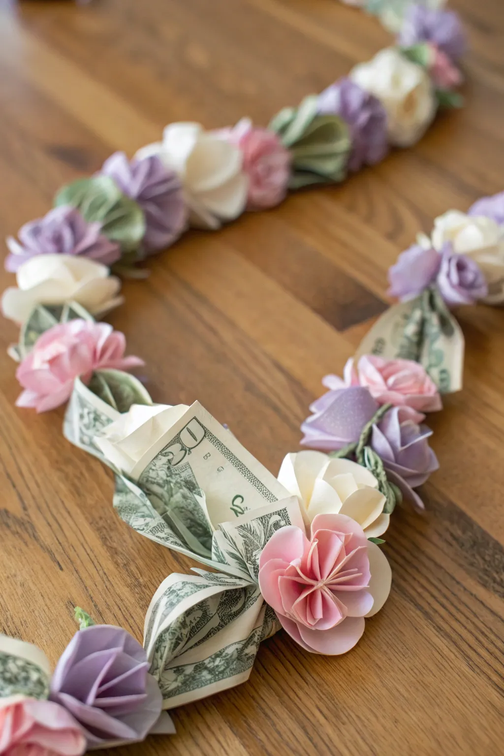 Celebrate their achievements with a DIY Money Lei: a perfect blend of prosperity and floral elegance!