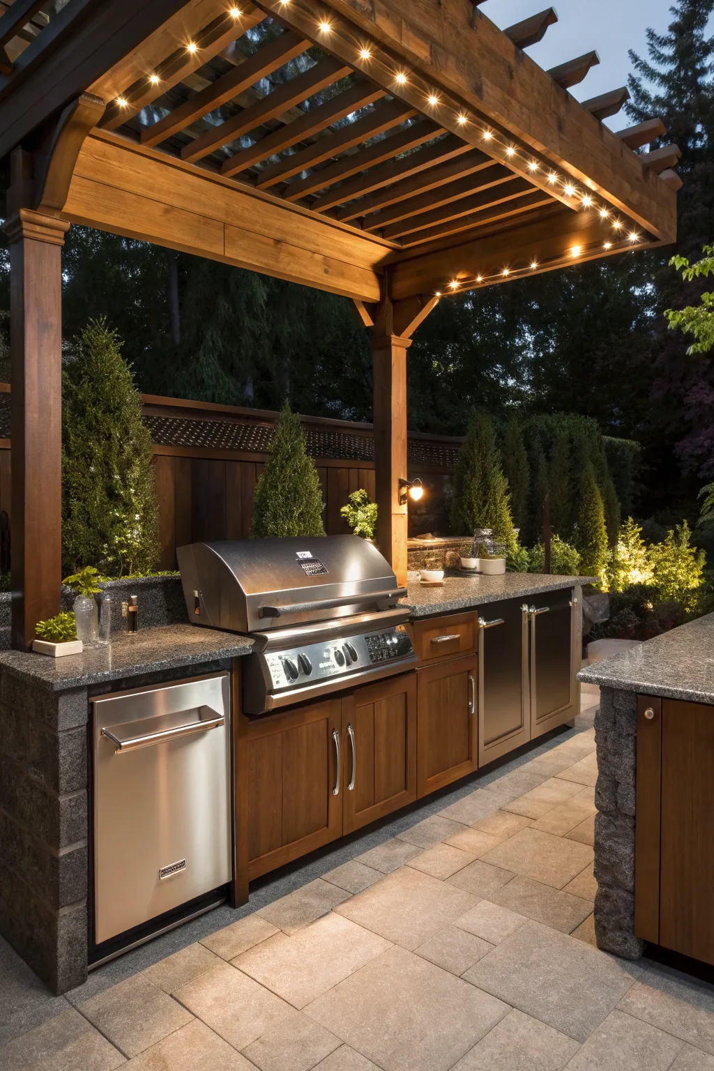 Transform your backyard with this stunning outdoor kitchen—where style meets functionality. 🍔 #OutdoorLiving #GrillMaster