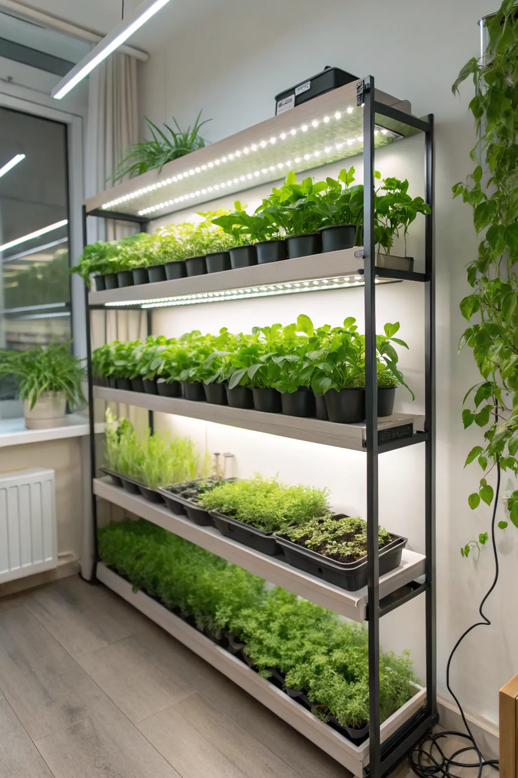 Transform your living space with a sleek DIY hydroponic bookshelf—grow fresh produce right at home!