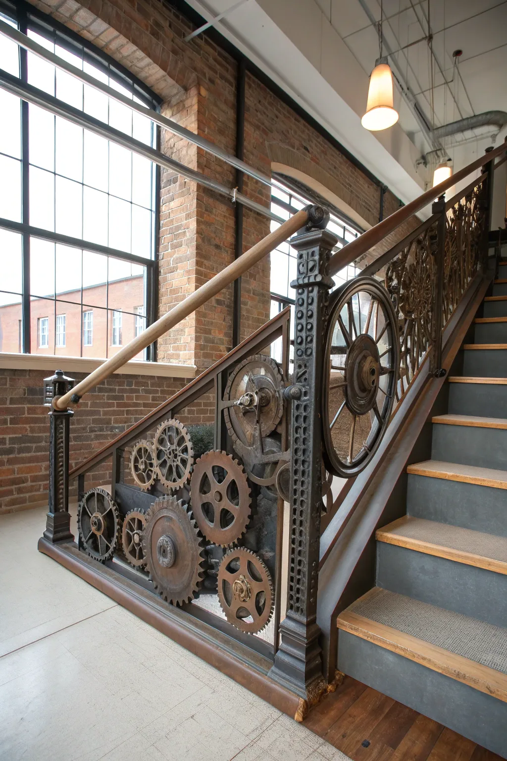 Transform history into art with this unique upcycled metal railing, perfect for an eco-friendly loft aesthetic.
