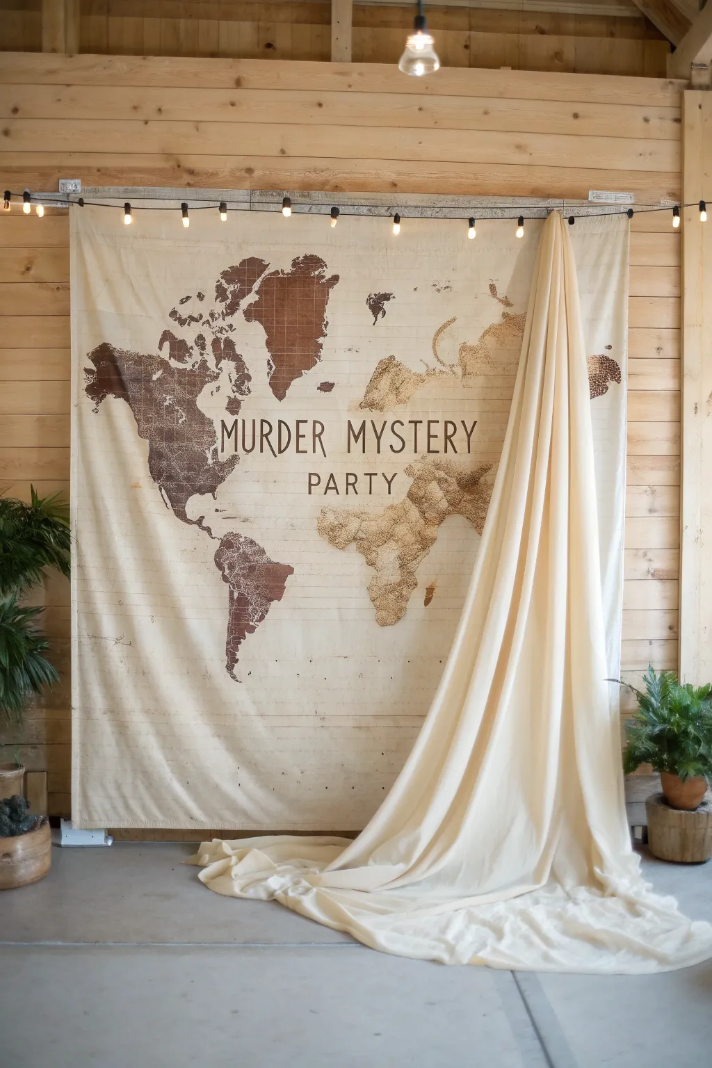 Unveil the mystery with a captivating DIY backdrop that adds intrigue and charm to your event.