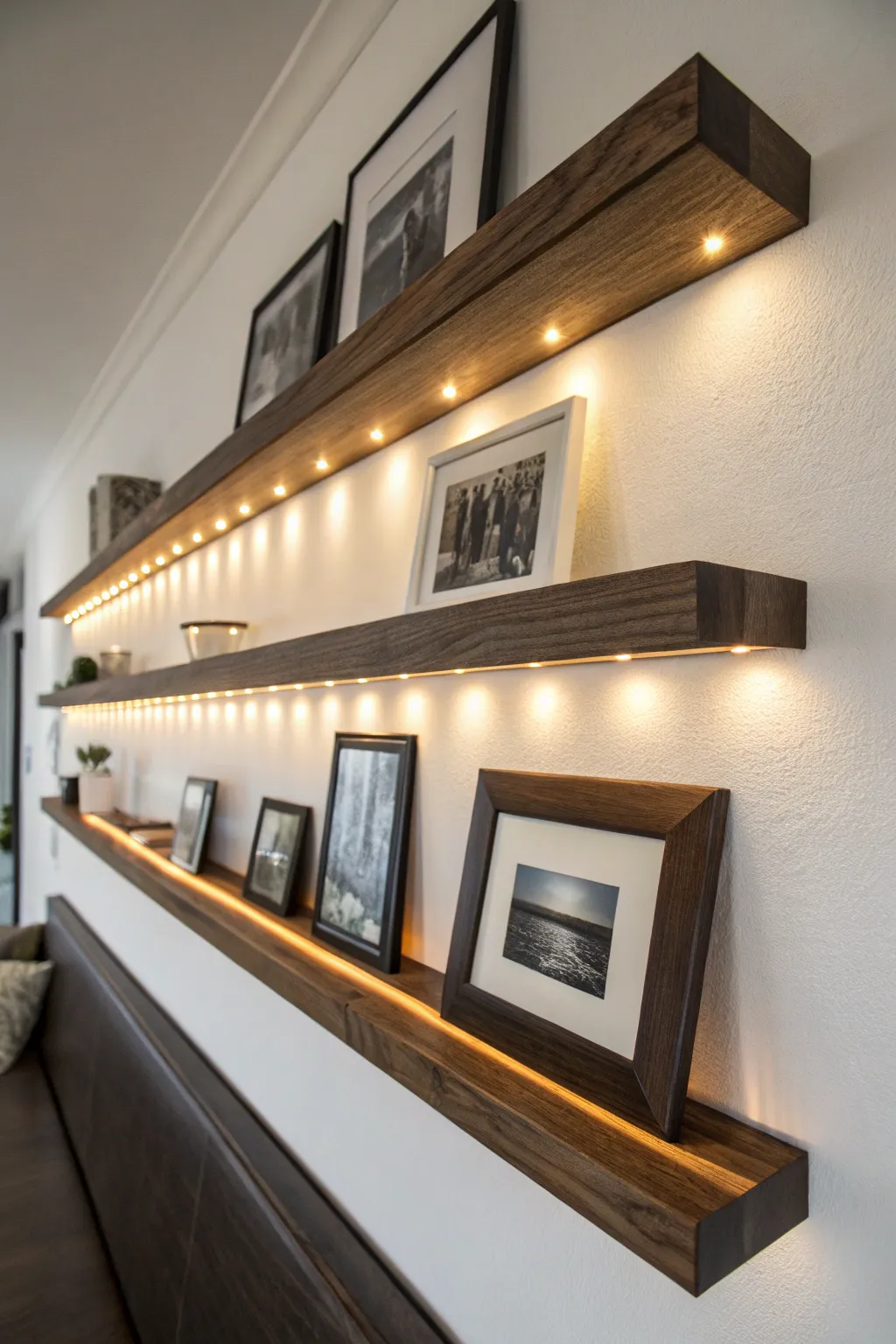 Elevate your decor with a backlit picture ledge—where art meets ambiance.