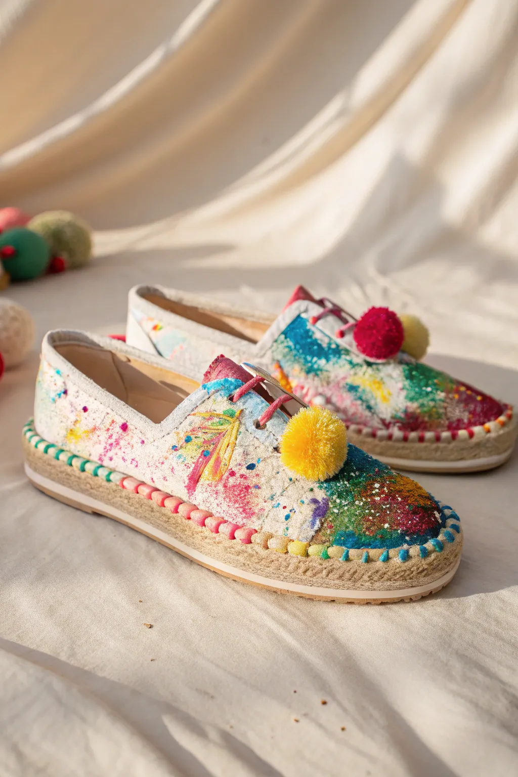 Step into the carnival spirit with these vibrant DIY festive footwear marvels!