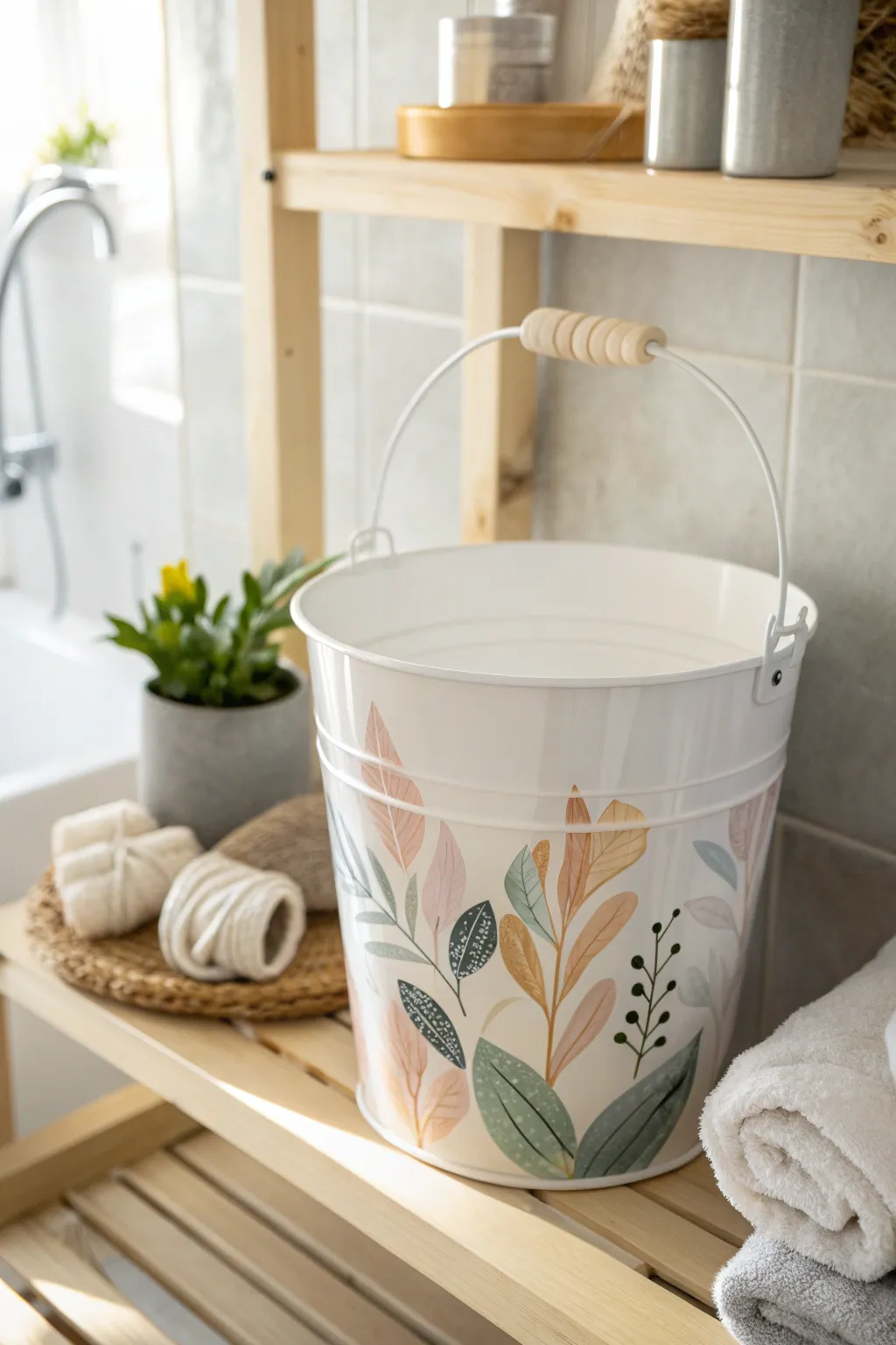 Elevate your shower space with a DIY bucket caddy that combines functionality and minimalist beauty.