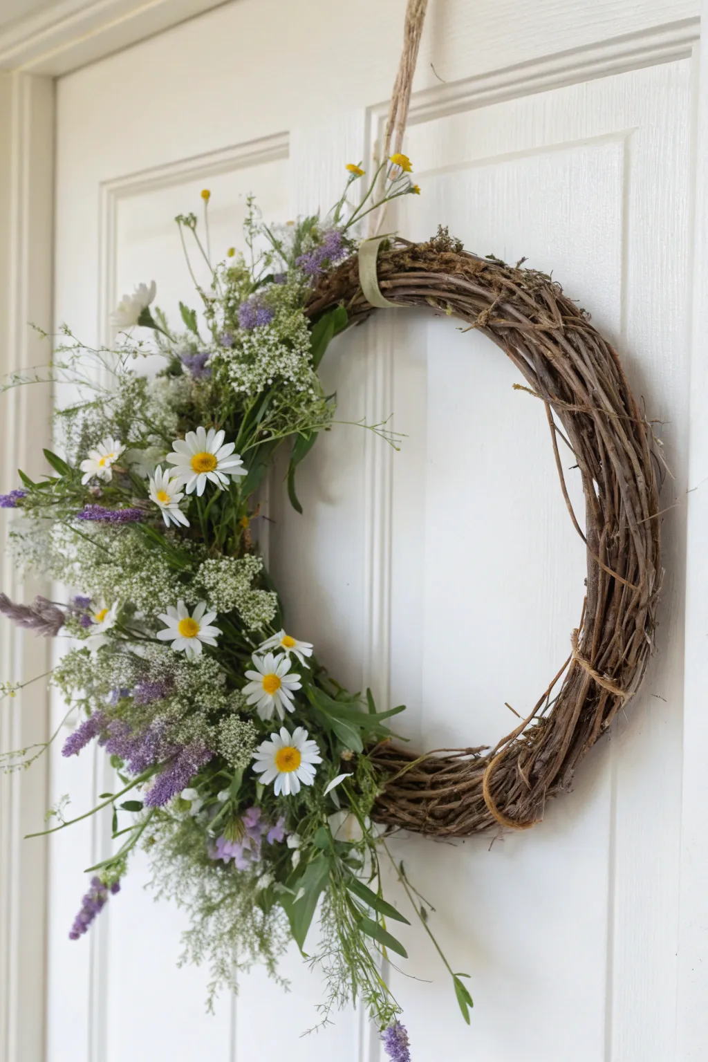 Embrace the charm of spring with this wildflower grapevine wreath—simple, natural beauty for your home.