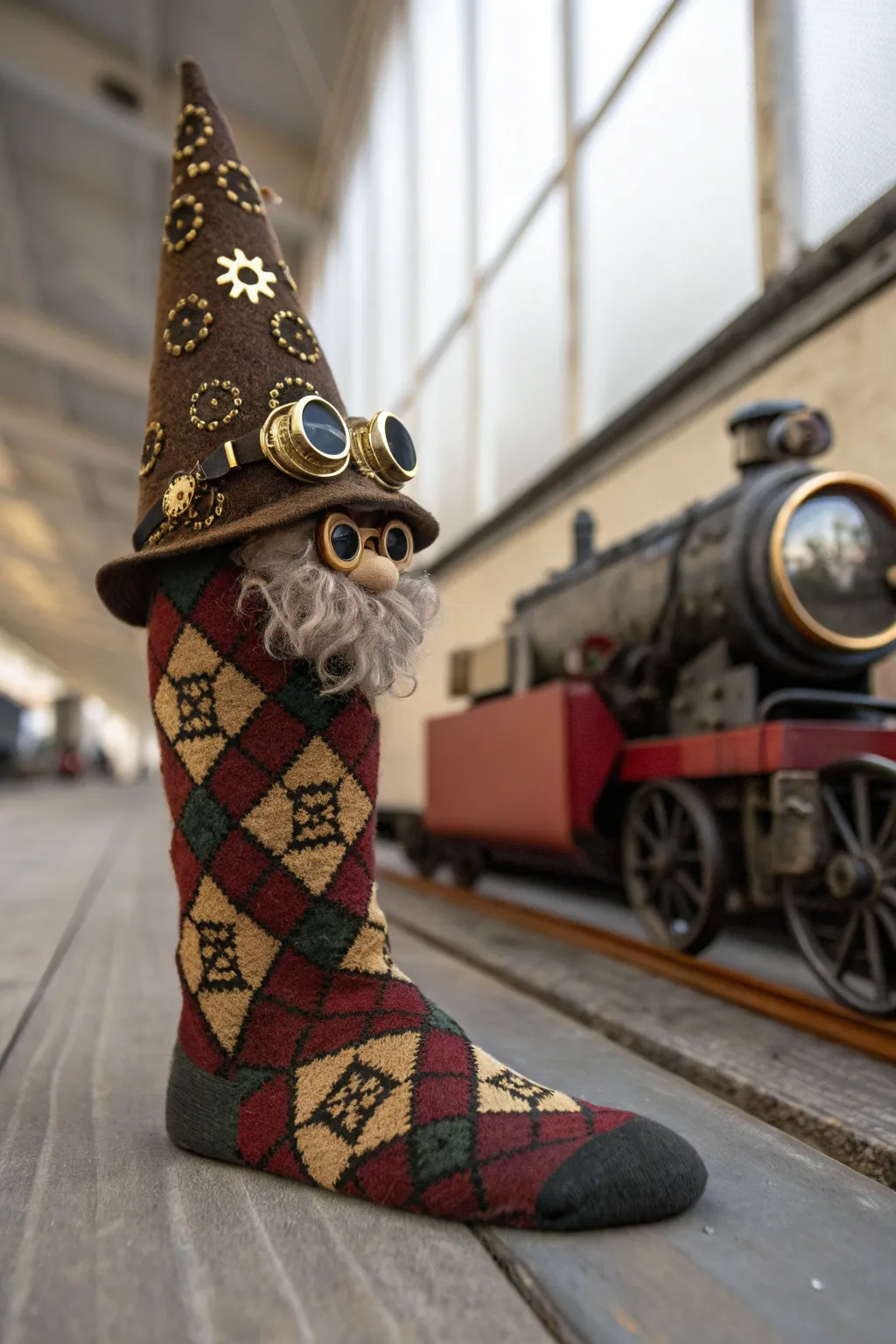 Meet your new favorite steampunk companion: the charming sock gnome!
