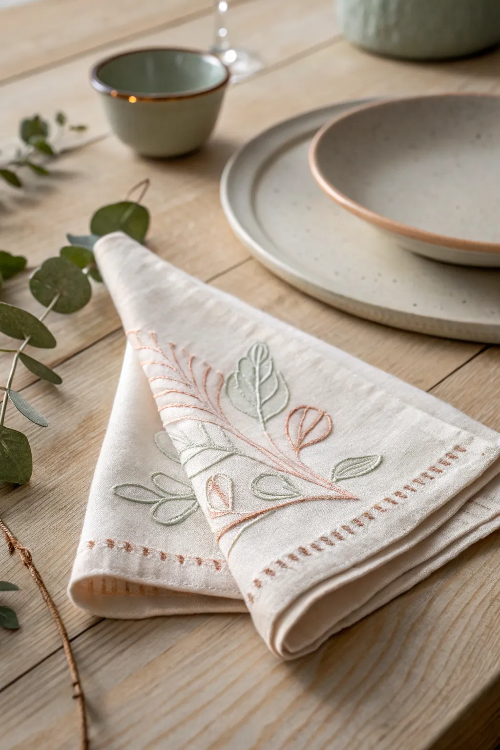 Add a personal touch to your table with handmade linen napkins that blend Scandinavian simplicity with Boho charm.