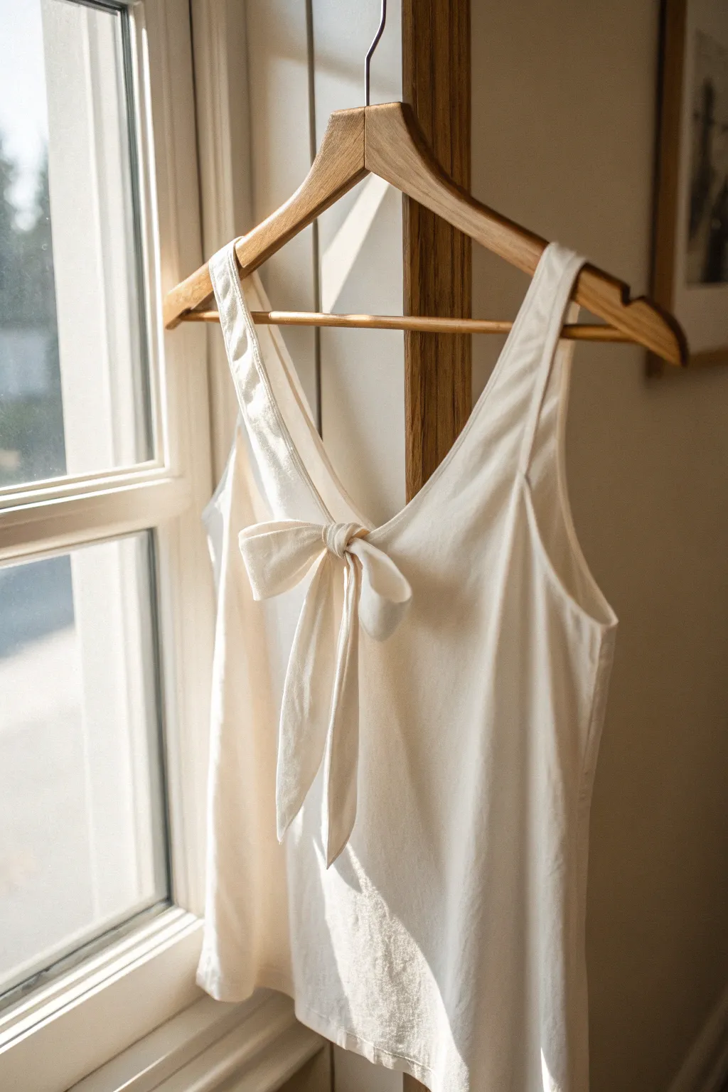 Transform your tank top with a chic bow tie back for that perfect blend of minimalist style and bohemian flair.