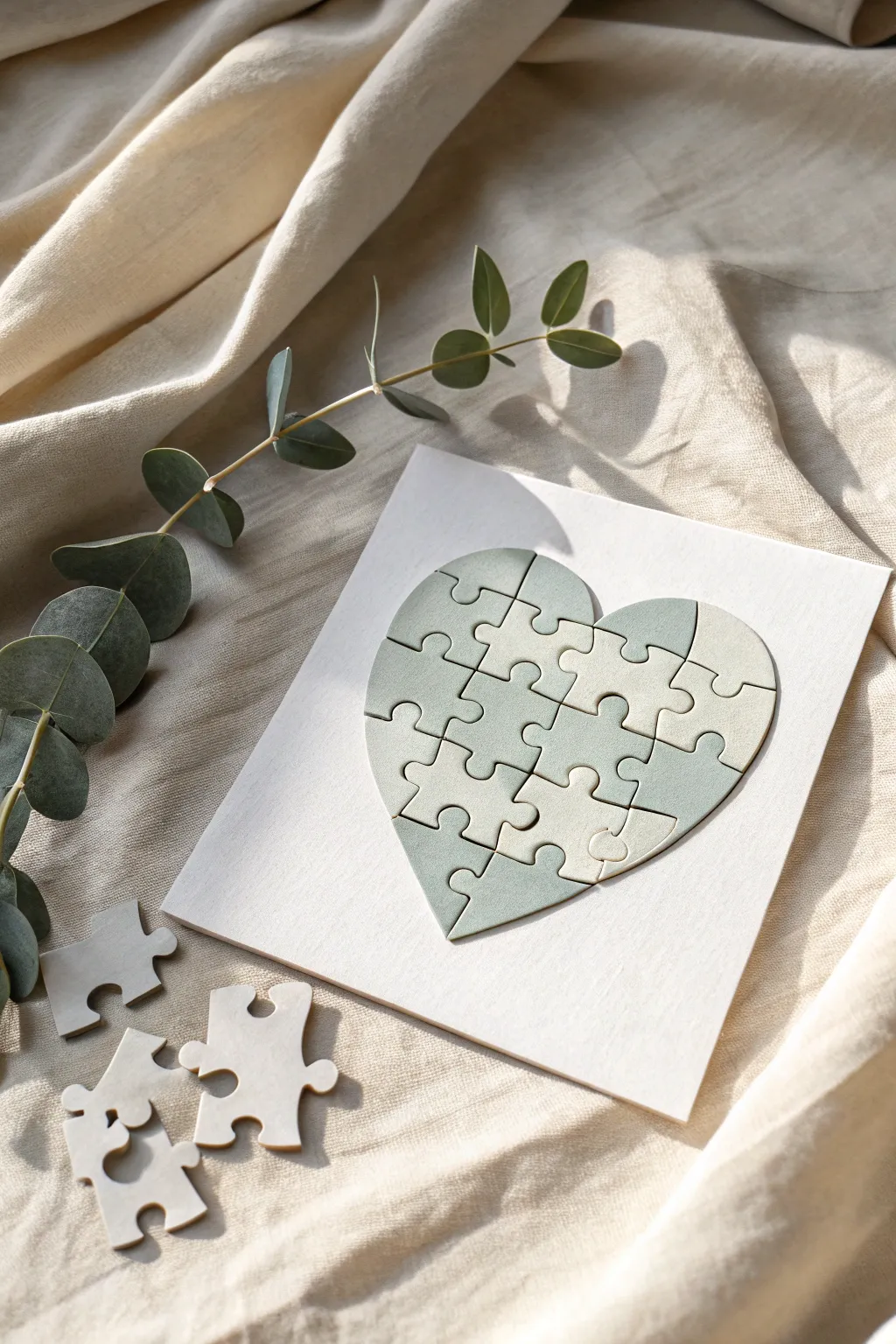 Crafting gratitude: A puzzle piece card that connects hearts in appreciation.