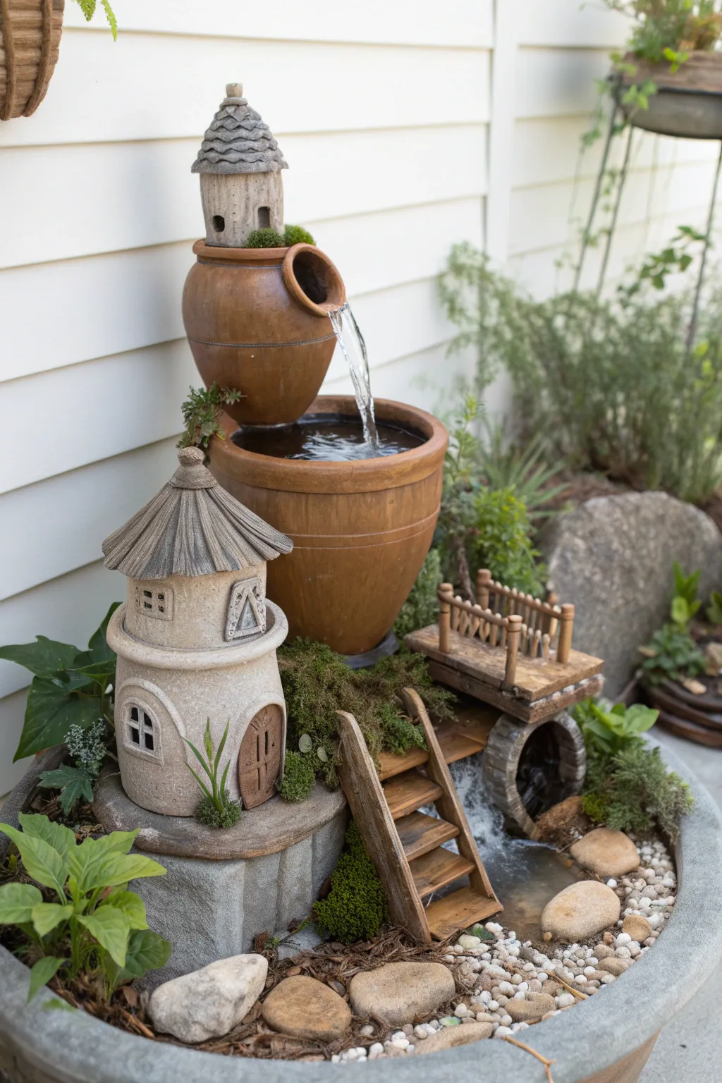 Transform your garden into a whimsical retreat with this DIY fairy fountain centerpiece.