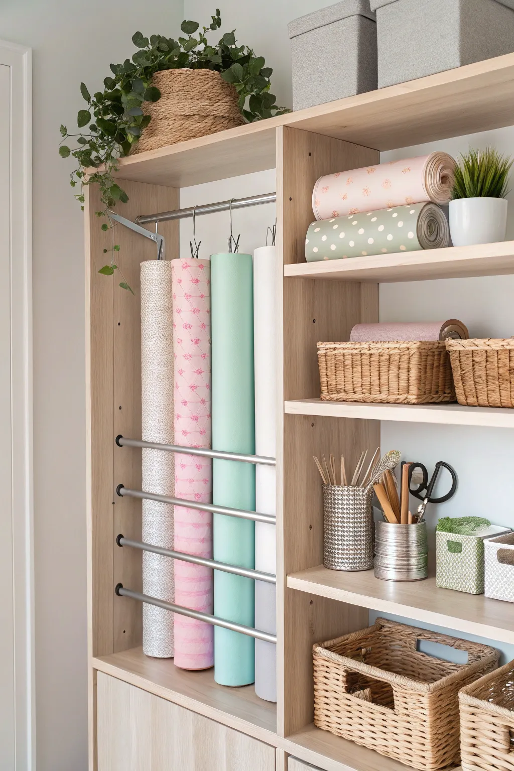 Transform your closet into a chic wrapping haven with this minimalist storage solution.