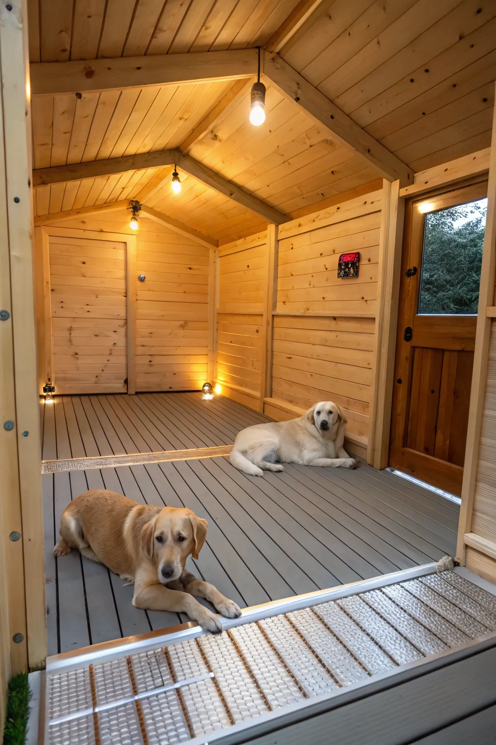 Heated flooring offers a luxurious touch for your dog's comfort.