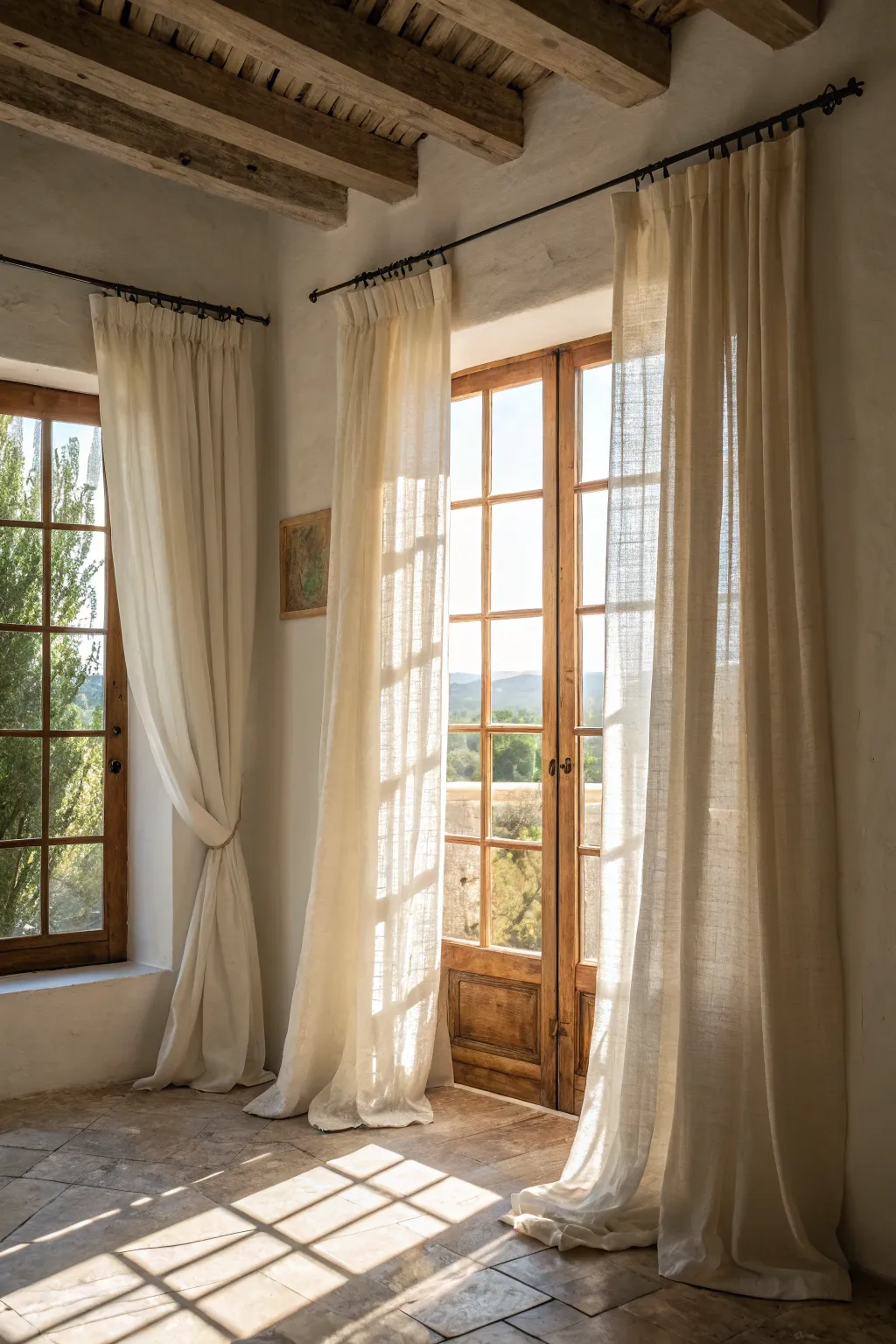 Light fabrics enhance natural light.