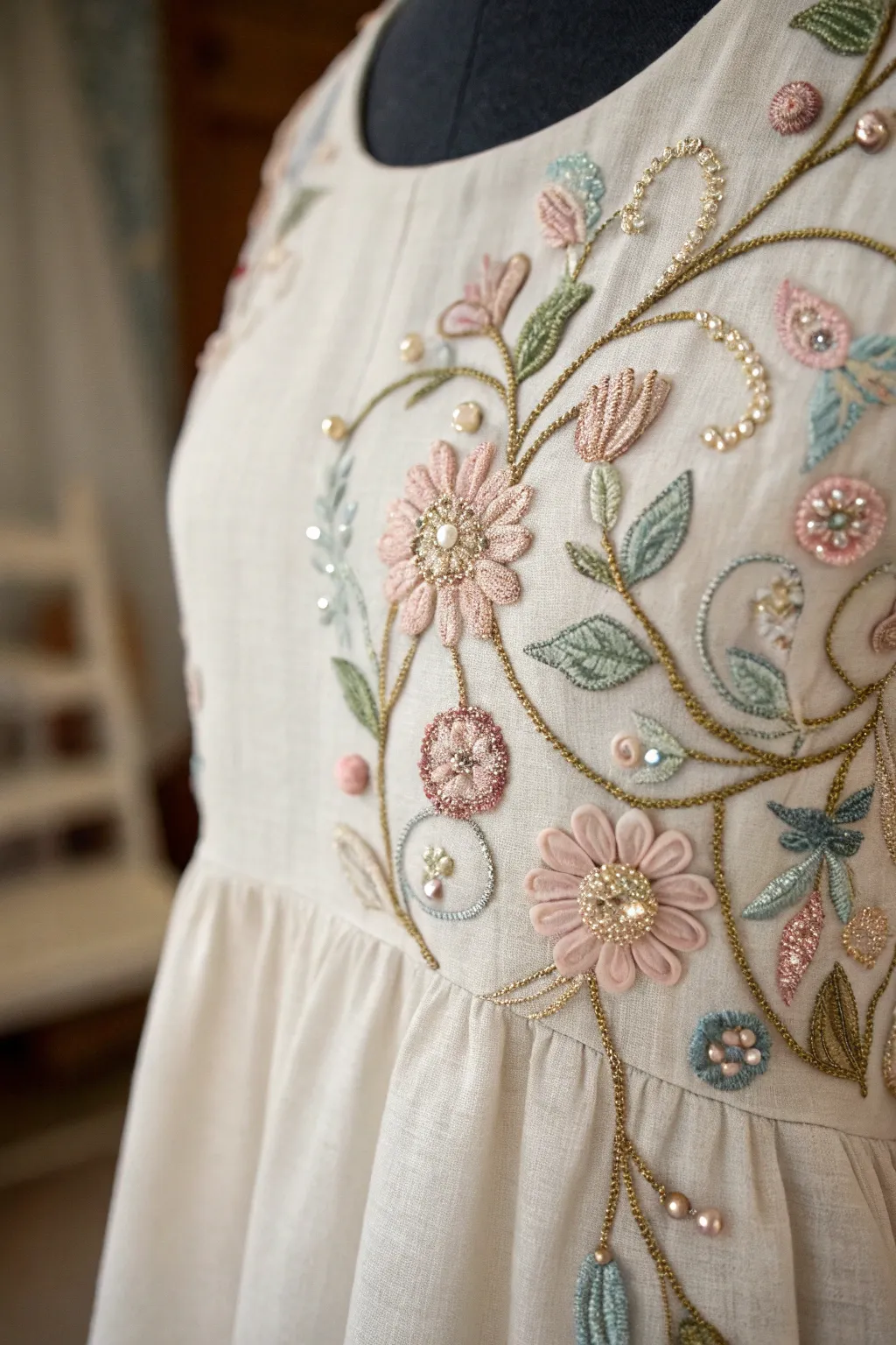 Embrace elegance with embroidery and beadwork: a touch of luxury for your dress.