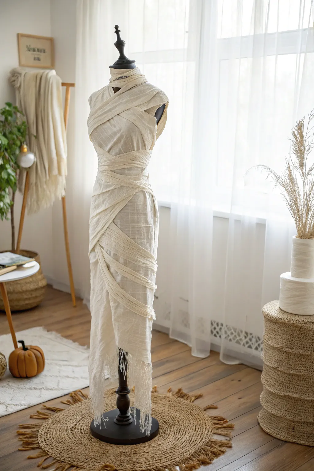 Effortlessly chic and spooky: Embrace the art of simplicity with a minimalist mummy costume.
