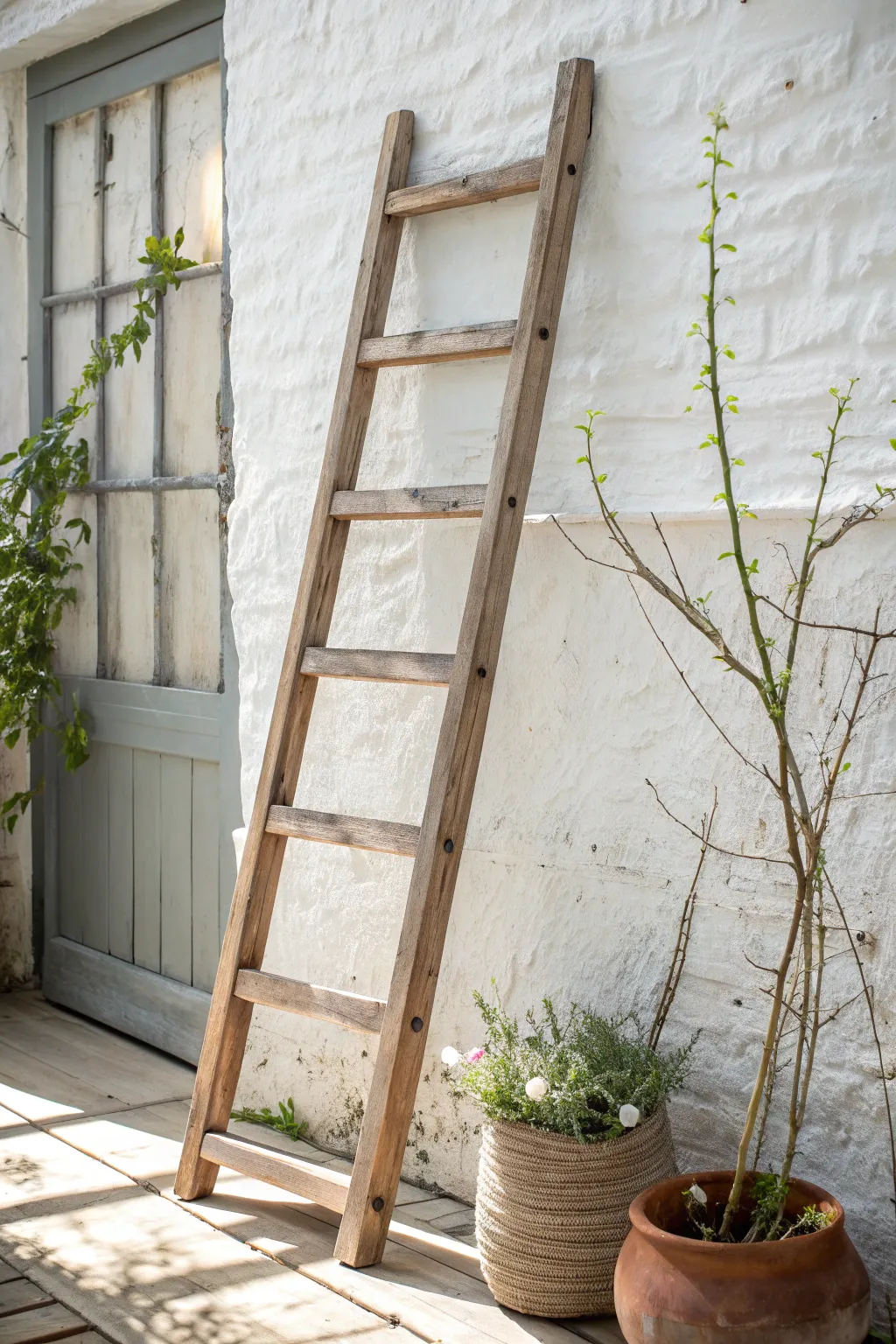 Embrace rustic elegance with a DIY pallet wood trellis—perfect for your potted plant oasis. 🌿✨
