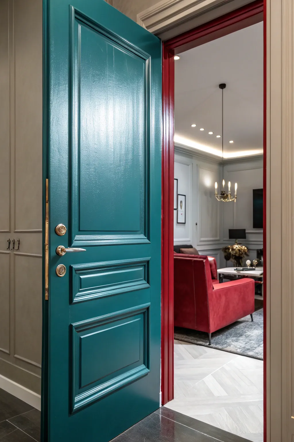 Make a statement with bold colors: transform your space with a striking door hue.