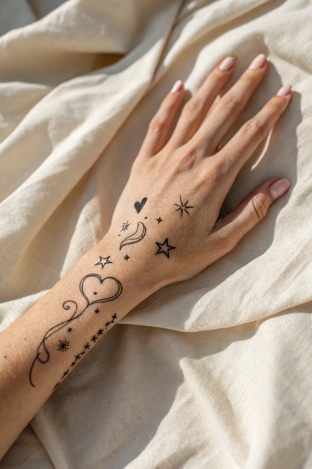 Embrace the beauty of simplicity with playful doodles that turn your skin into a canvas of creativity.