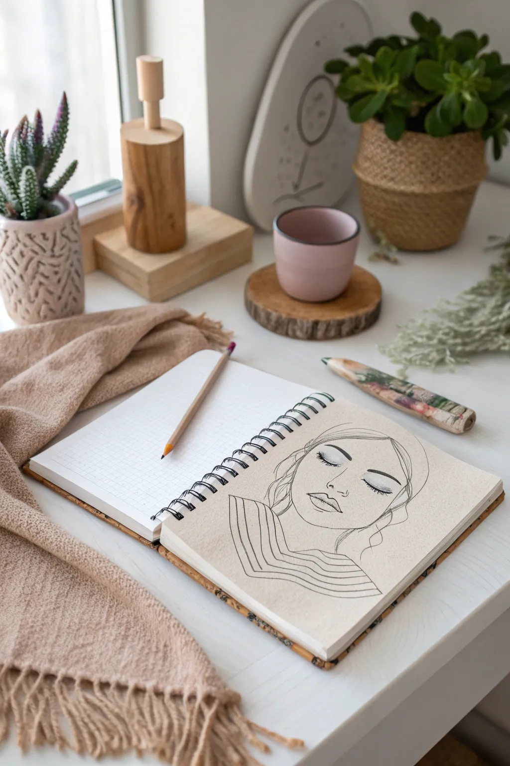 Discover the art of capturing emotions with simple pencil strokes in your minimalist space.