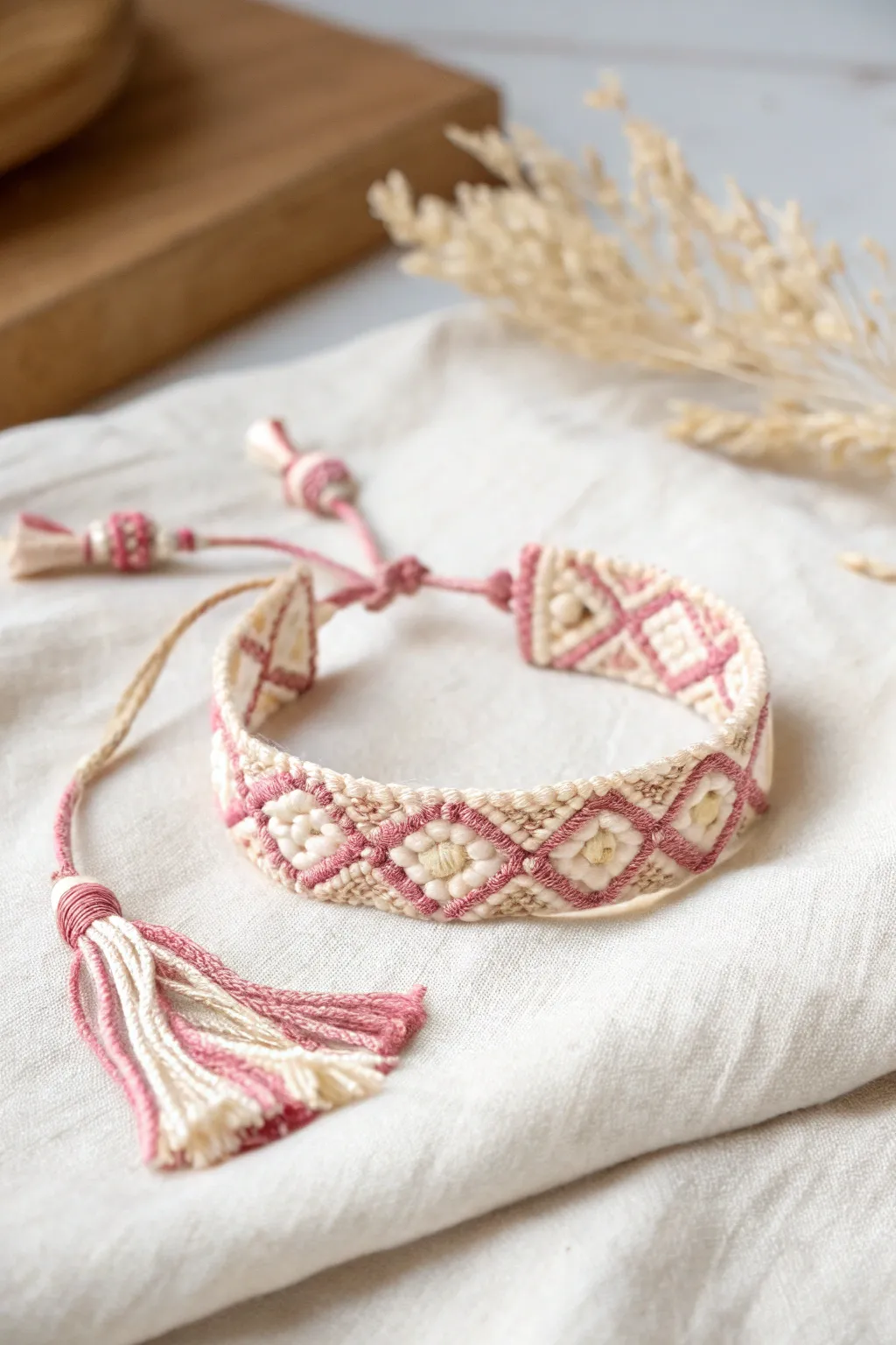 Crafted with love: This heart pattern friendship bracelet is the perfect gift for special occasions.