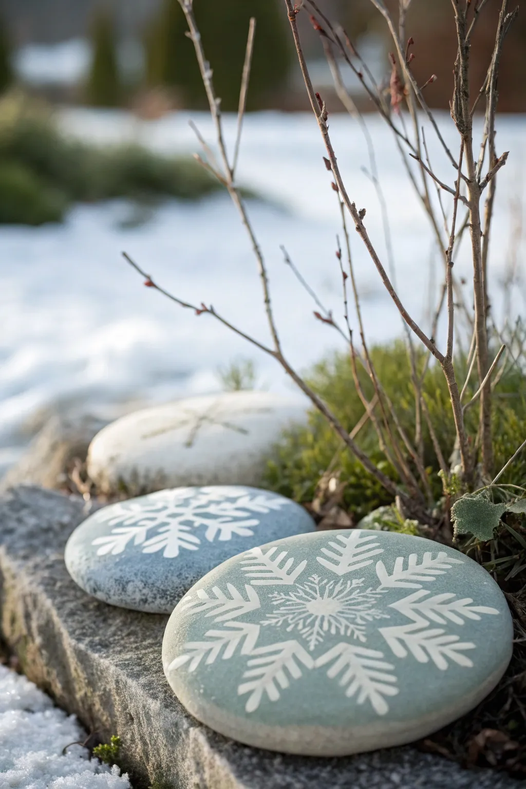 Transform your garden with seasonal stepping stone art – perfect for a touch of winter elegance.
