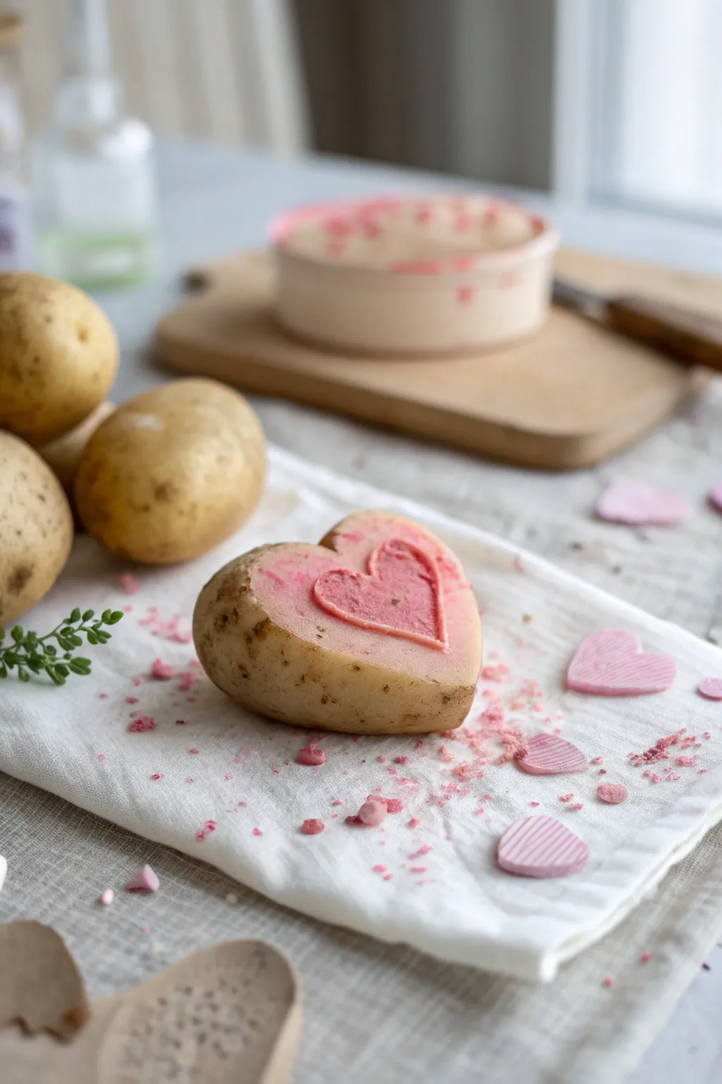 Crafting love: Simple heart stamps for little hands to create big smiles.
