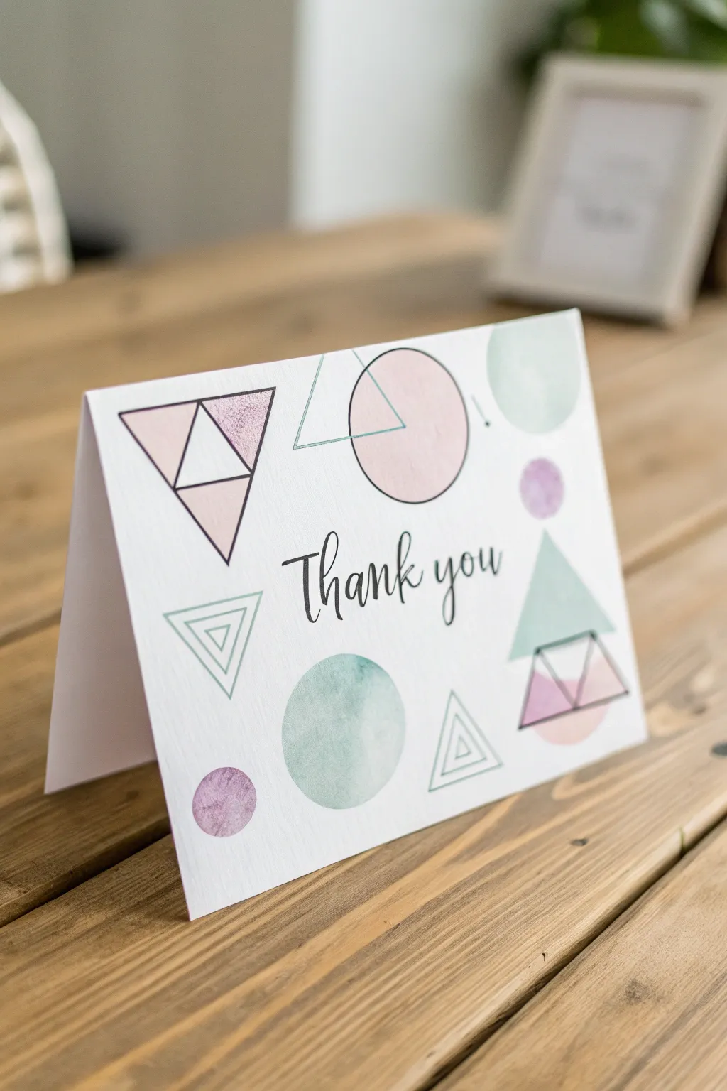 Add a modern twist to your thank you cards with geometric watercolor designs. Perfectly minimalist, beautifully crafted.