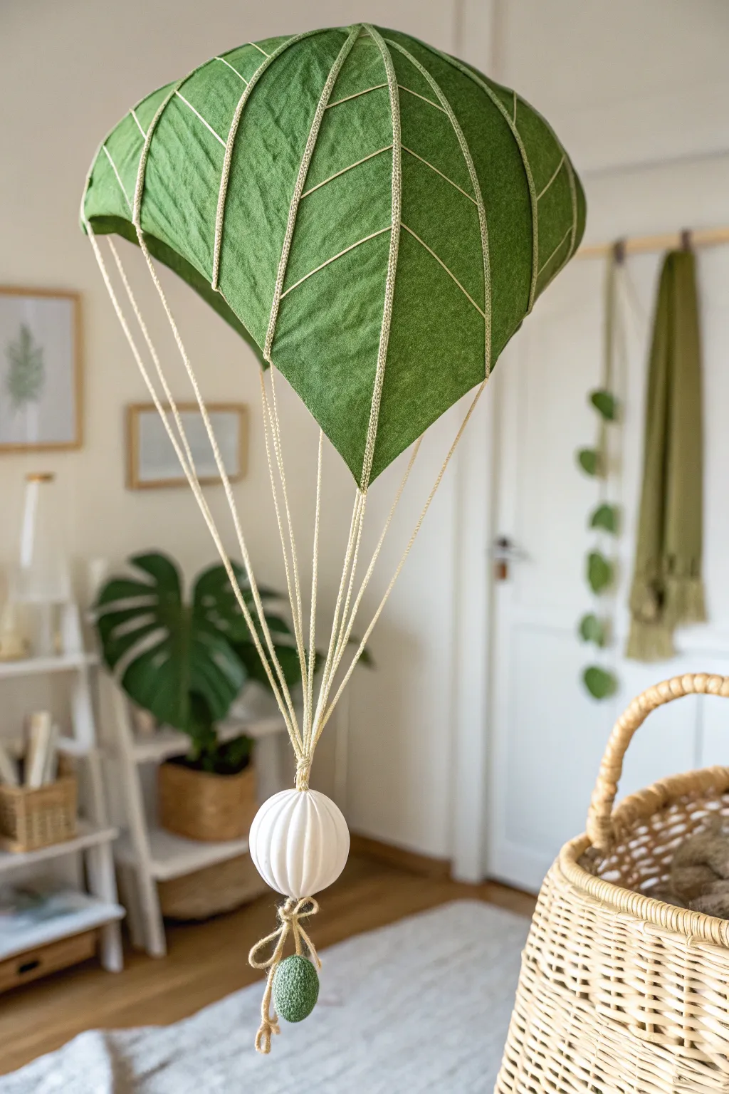 Nature's elegance in action: the eco-friendly leaf parachute for your egg drop adventure.
