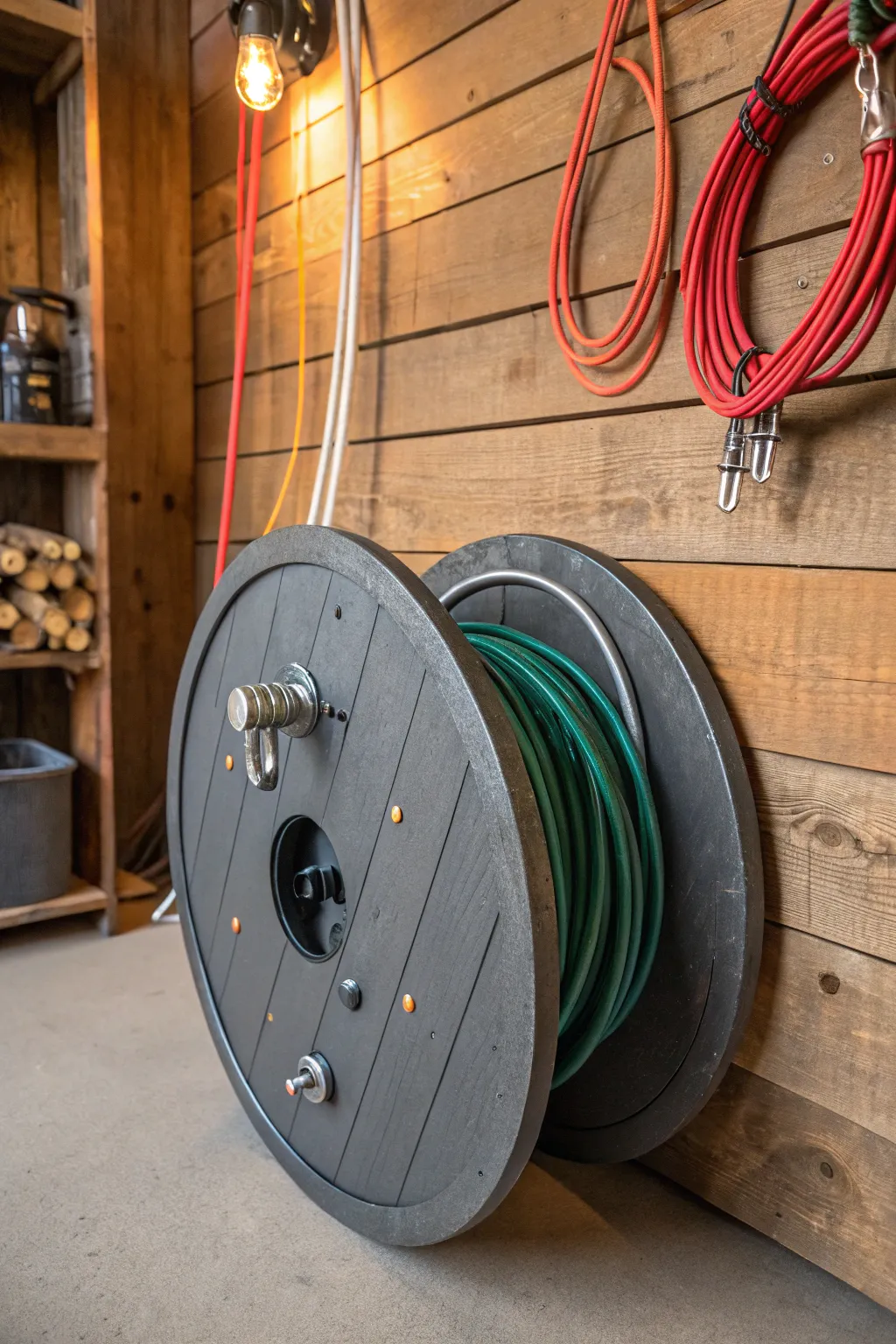 Transform your space with a stylishly modern cable reel organizer.