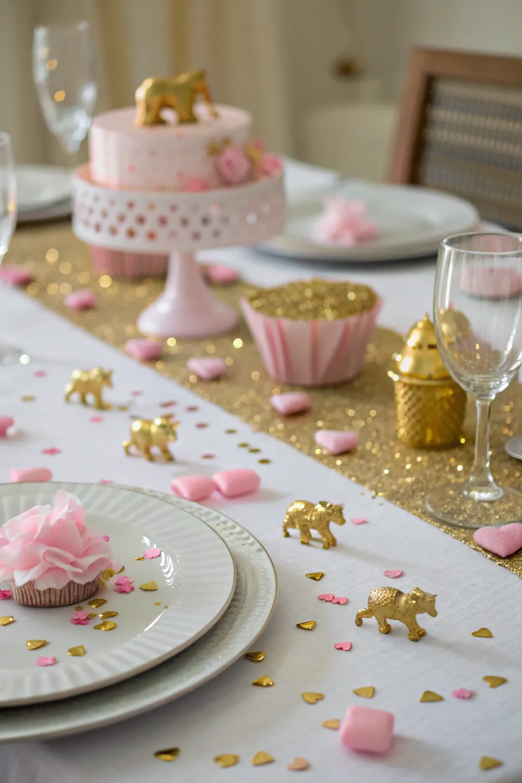 Miniature gold ornaments add a surprising festive flair.