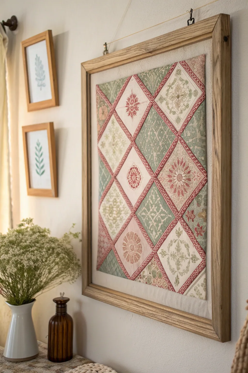 Elevate your space with vintage fabric wall art, where simplicity meets natural beauty.