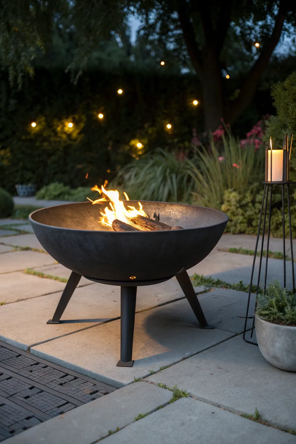 Ignite elegance in your backyard with this modern outdoor fire pit, perfect for starry nights.