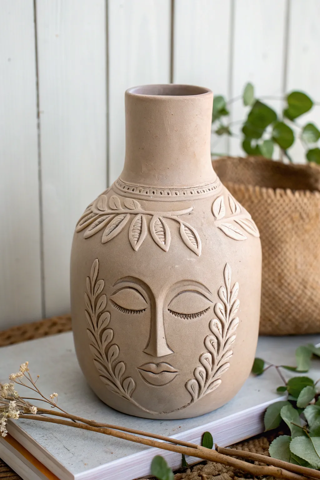 Embrace nature with this beautifully crafted face jug, where simplicity meets the elegance of the outdoors.