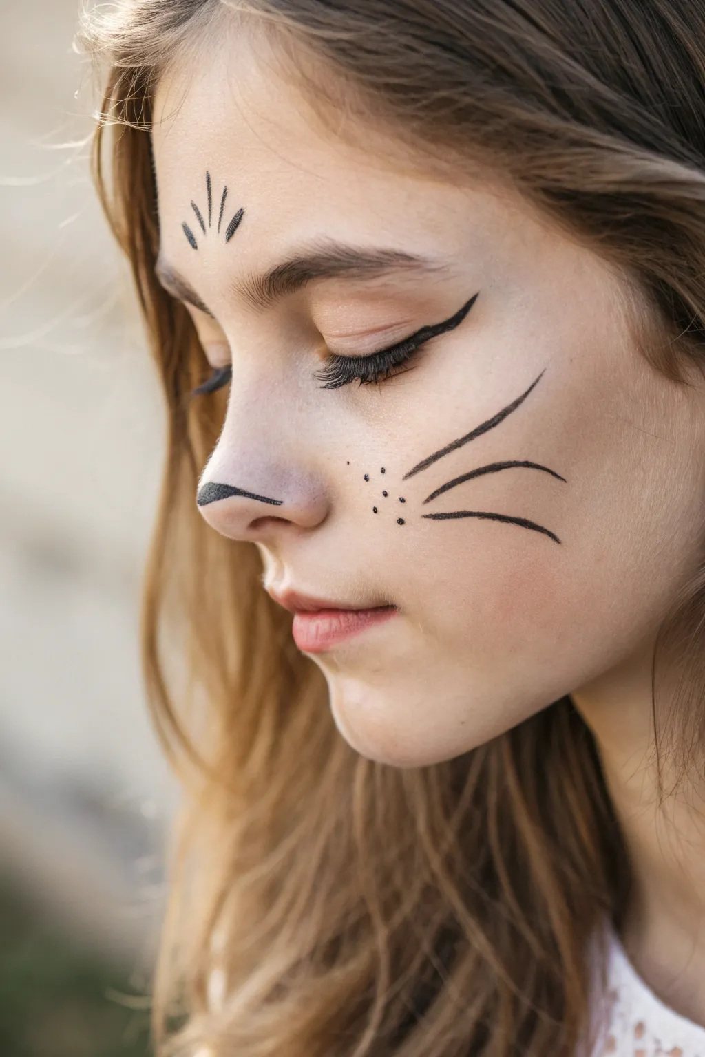Embrace your inner feline with this chic and playful cat face paint design!