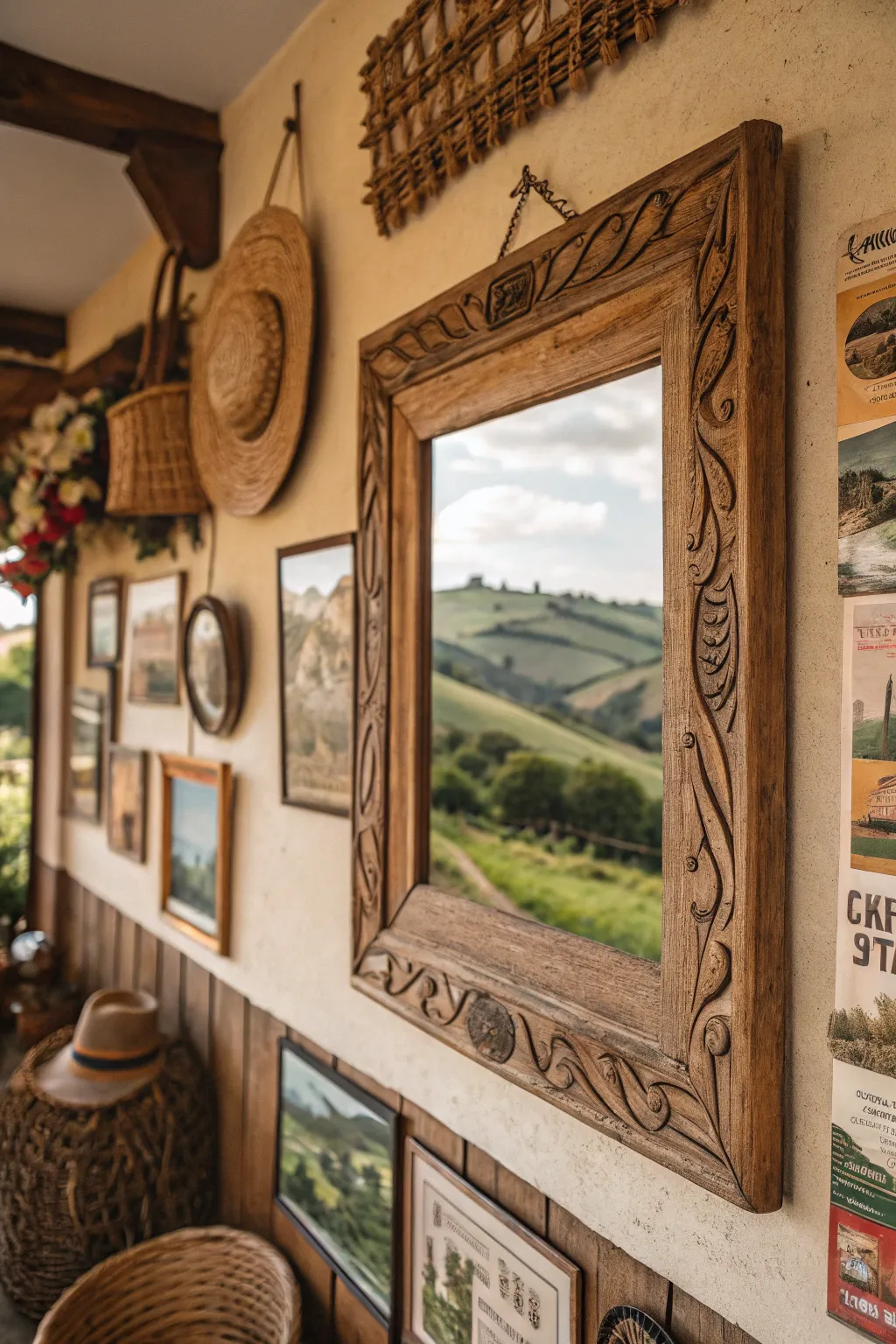 Rustic wooden frames add a cozy touch to any room.