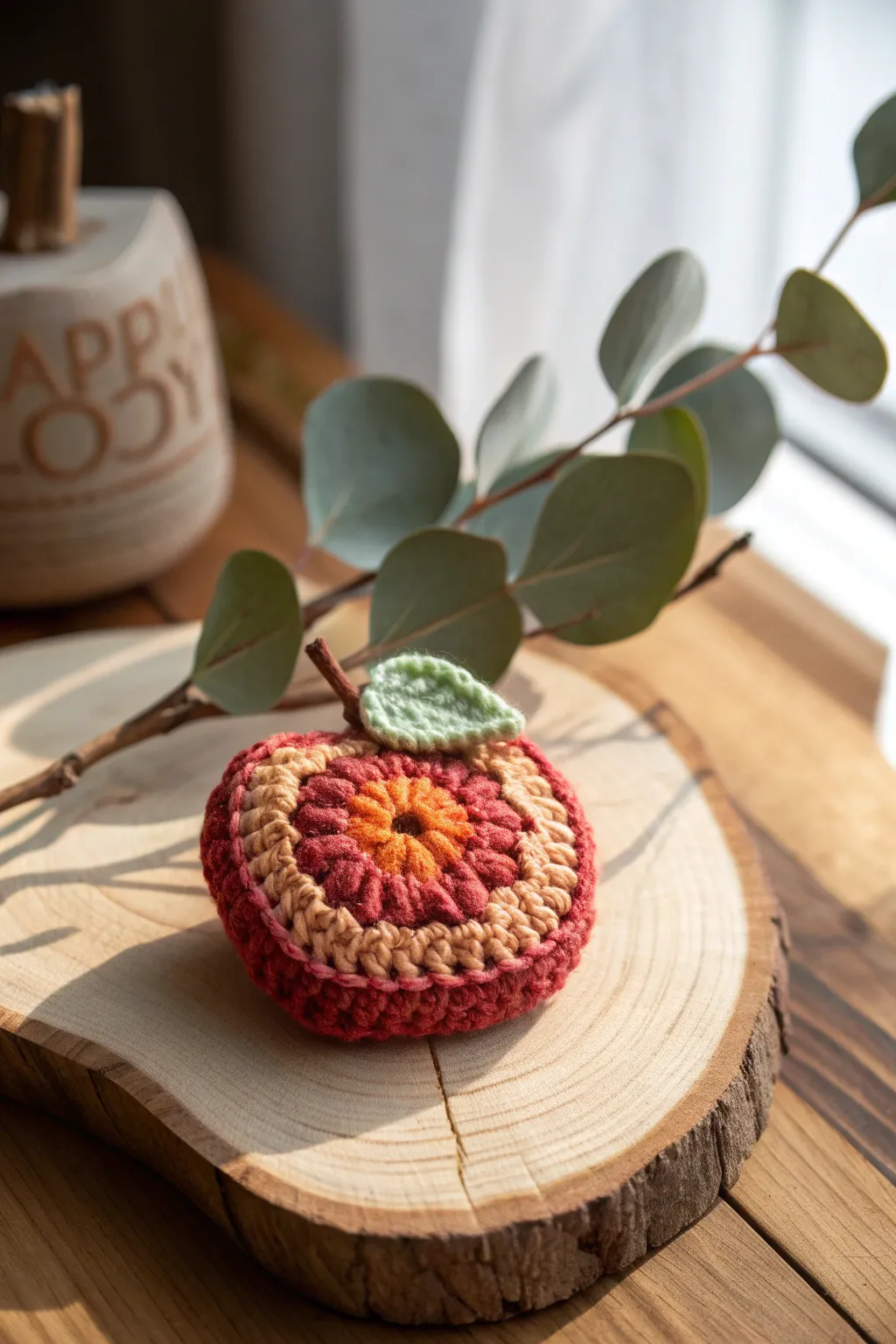 Embrace autumn's charm with handcrafted crochet apple motifs, perfect for adding a cozy touch to your fall decor.