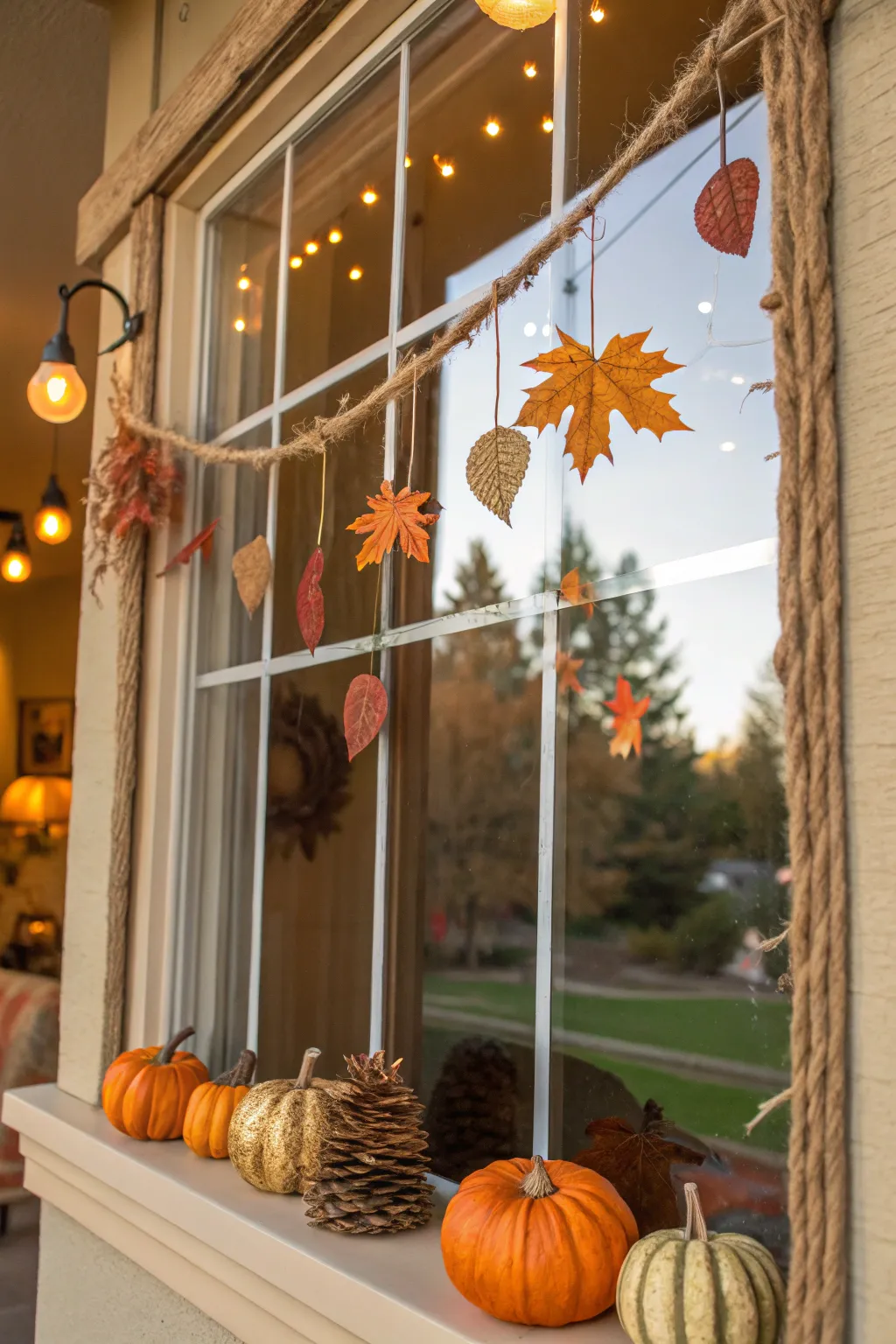 Rustic twine adds a charming touch to fall decor.