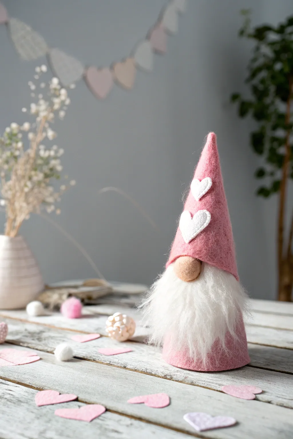 Add a touch of whimsy to your Valentine's decor with this charming handmade gnome!