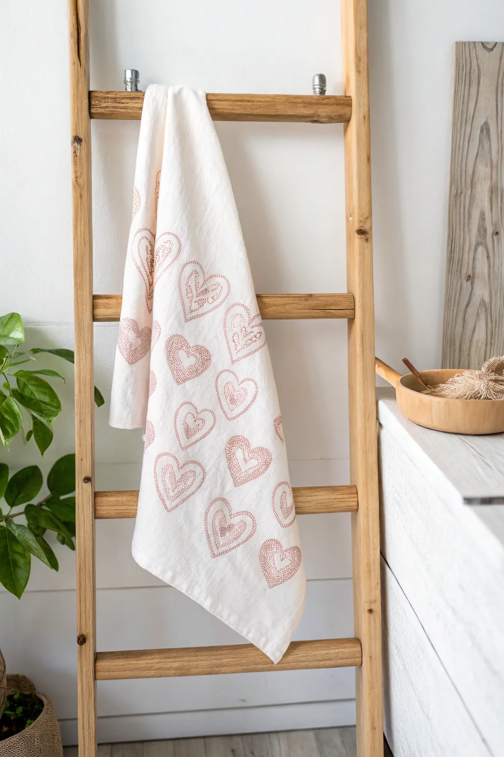 Add a touch of love to your kitchen with these charming heart stamped tea towels, perfect for a February refresh.